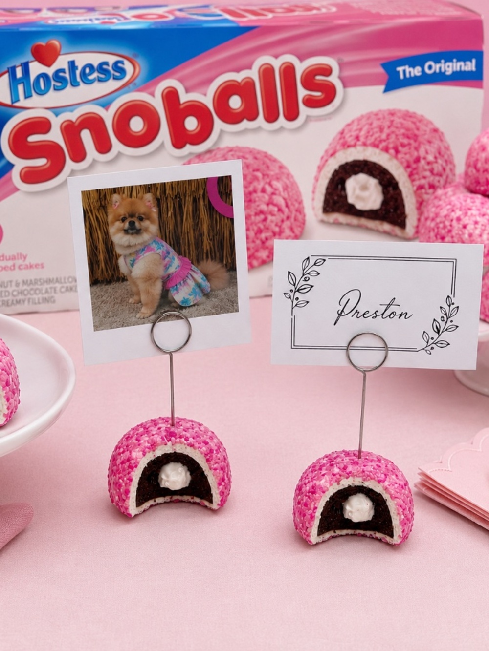 Pink Snoball Dessert Photo & Place Card Holder | Set of 2Hostess-Inspired Desser